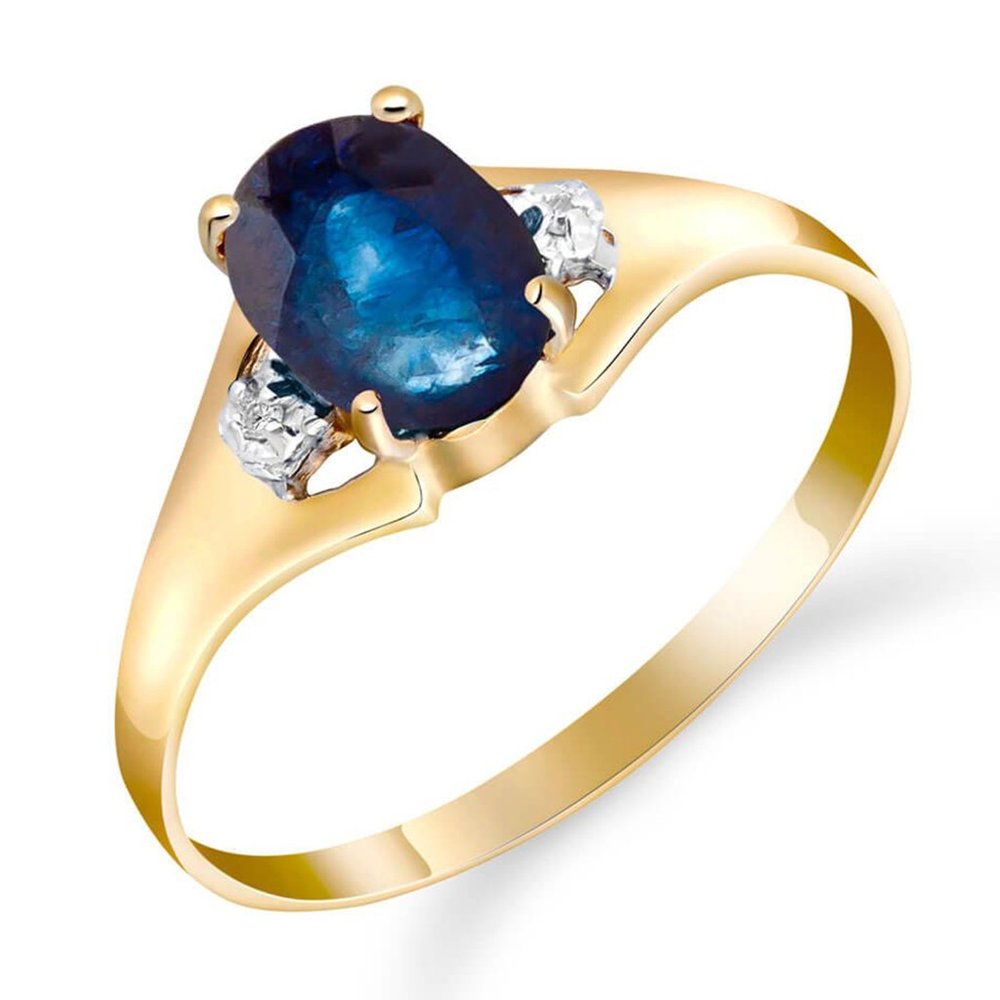 14K. GOLD RING WITH NATURAL DIAMONDS & SAPPHIRE - Picture 2 of 6